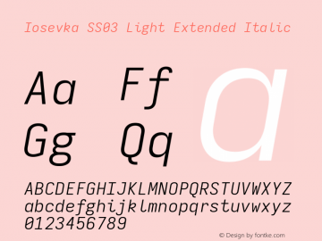 Iosevka SS03 Light Extended Italic Version 5.0.8图片样张