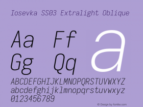 Iosevka SS03 Extralight Oblique Version 5.0.8 Font Sample