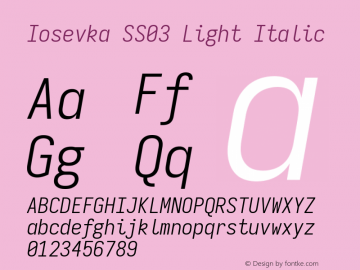 Iosevka SS03 Light Italic Version 5.0.8图片样张