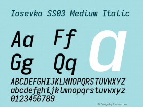 Iosevka SS03 Medium Italic Version 5.0.8 Font Sample