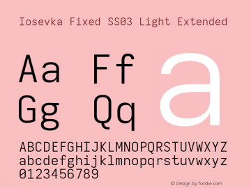 Iosevka Fixed SS03 Light Extended Version 5.0.8 Font Sample