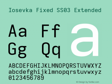 Iosevka Fixed SS03 Extended Version 5.0.8 Font Sample