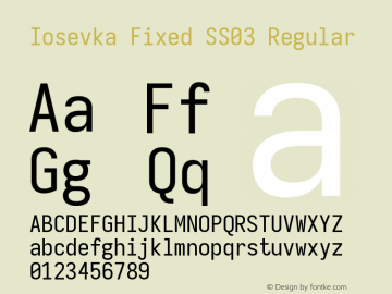 Iosevka Fixed SS03 Version 5.0.8 Font Sample