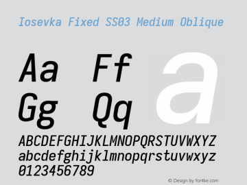 Iosevka Fixed SS03 Medium Oblique Version 5.0.8 Font Sample