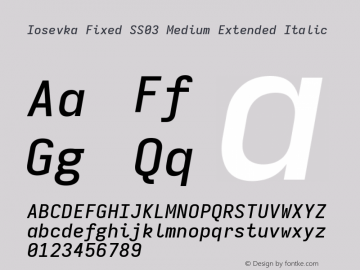 Iosevka Fixed SS03 Medium Extended Italic Version 5.0.8 Font Sample