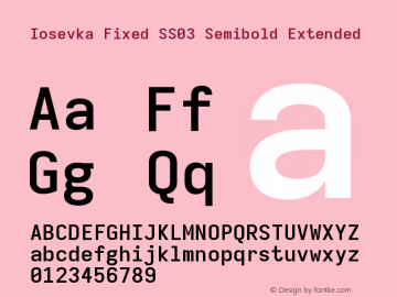 Iosevka Fixed SS03 Semibold Extended Version 5.0.8 Font Sample