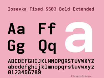 Iosevka Fixed SS03 Bold Extended Version 5.0.8 Font Sample
