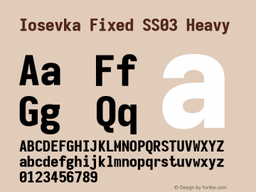 Iosevka Fixed SS03 Heavy Version 5.0.8 Font Sample
