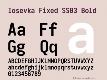 Iosevka Fixed SS03 Bold Version 5.0.8 Font Sample