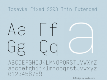 Iosevka Fixed SS03 Thin Extended Version 5.0.8 Font Sample