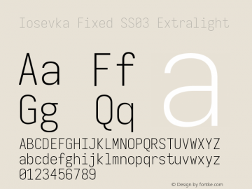Iosevka Fixed SS03 Extralight Version 5.0.8 Font Sample