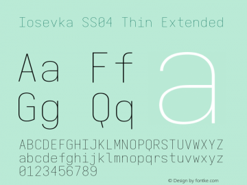 Iosevka SS04 Thin Extended Version 5.0.8 Font Sample
