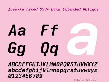 Iosevka Fixed SS04 Bold Extended Oblique Version 5.0.8图片样张