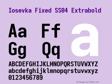 Iosevka Fixed SS04 Extrabold Version 5.0.8 Font Sample