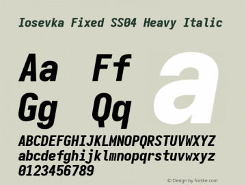 Iosevka Fixed SS04 Heavy Italic Version 5.0.8图片样张