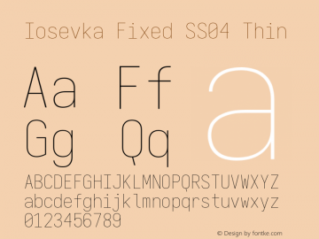 Iosevka Fixed SS04 Thin Version 5.0.8 Font Sample