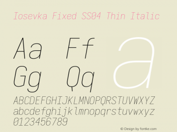 Iosevka Fixed SS04 Thin Italic Version 5.0.8图片样张