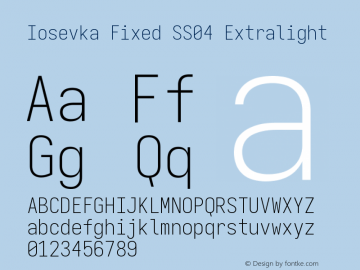 Iosevka Fixed SS04 Extralight Version 5.0.8 Font Sample