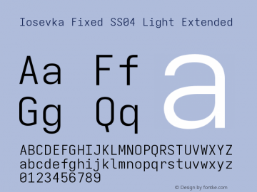 Iosevka Fixed SS04 Light Extended Version 5.0.8 Font Sample