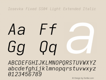 Iosevka Fixed SS04 Light Extended Italic Version 5.0.8图片样张