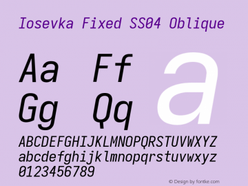 Iosevka Fixed SS04 Oblique Version 5.0.8图片样张