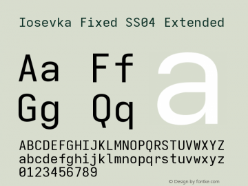 Iosevka Fixed SS04 Extended Version 5.0.8 Font Sample