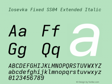 Iosevka Fixed SS04 Extended Italic Version 5.0.8 Font Sample