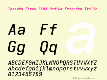 Iosevka Fixed SS04 Medium Extended Italic Version 5.0.8 Font Sample