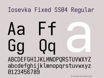 Iosevka Fixed SS04 Version 5.0.8 Font Sample