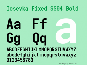 Iosevka Fixed SS04 Bold Version 5.0.8 Font Sample