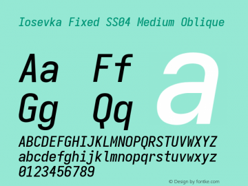 Iosevka Fixed SS04 Medium Oblique Version 5.0.8 Font Sample
