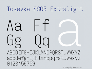 Iosevka SS05 Extralight Version 5.0.8图片样张