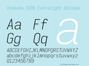 Iosevka SS06 Extralight Oblique Version 5.0.8 Font Sample