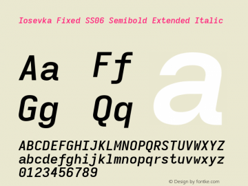 Iosevka Fixed SS06 Semibold Extended Italic Version 5.0.8 Font Sample