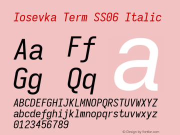Iosevka Term SS06 Italic Version 5.0.8 Font Sample