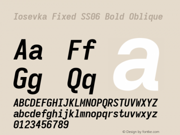 Iosevka Fixed SS06 Bold Oblique Version 5.0.8 Font Sample