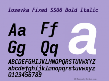 Iosevka Fixed SS06 Bold Italic Version 5.0.8 Font Sample