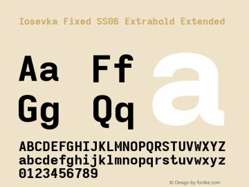 Iosevka Fixed SS06 Extrabold Extended Version 5.0.8 Font Sample