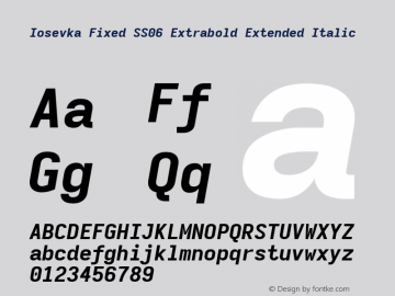 Iosevka Fixed SS06 Extrabold Extended Italic Version 5.0.8 Font Sample