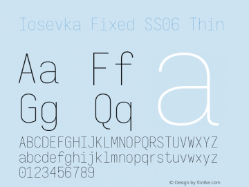 Iosevka Fixed SS06 Thin Version 5.0.8 Font Sample
