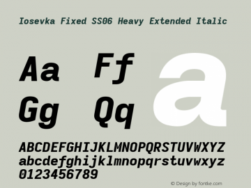 Iosevka Fixed SS06 Heavy Extended Italic Version 5.0.8 Font Sample