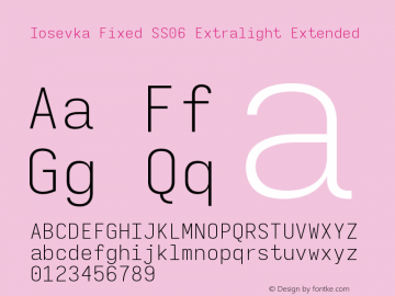 Iosevka Fixed SS06 Extralight Extended Version 5.0.8 Font Sample