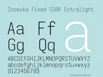 Iosevka Fixed SS06 Extralight Version 5.0.8 Font Sample