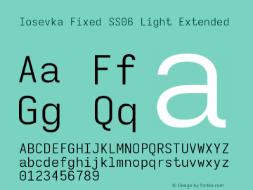 Iosevka Fixed SS06 Light Extended Version 5.0.8 Font Sample