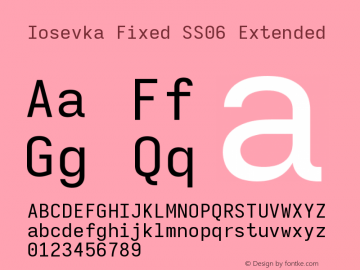Iosevka Fixed SS06 Extended Version 5.0.8 Font Sample