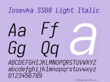 Iosevka SS08 Light Italic Version 5.0.8图片样张