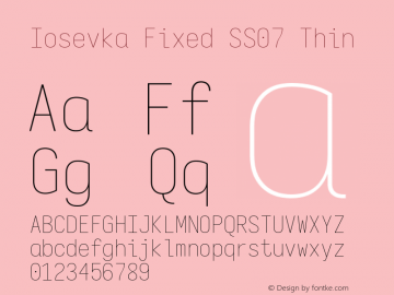 Iosevka Fixed SS07 Thin Version 5.0.8 Font Sample