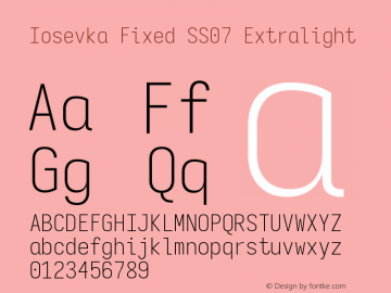 Iosevka Fixed SS07 Extralight Version 5.0.8 Font Sample