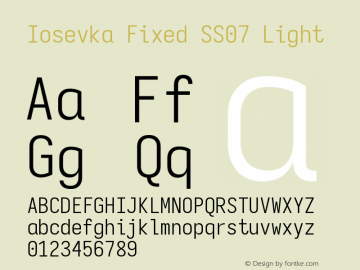 Iosevka Fixed SS07 Light Version 5.0.8 Font Sample