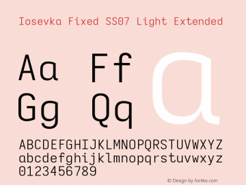 Iosevka Fixed SS07 Light Extended Version 5.0.8 Font Sample